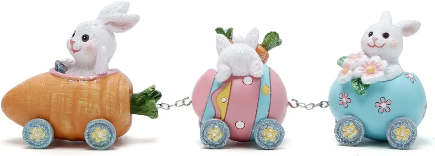 Easter Decorations Indoor Home Decor Easter Bunny Carrot Resurrection Egg Small Train Figurines Spring for Decor Gift