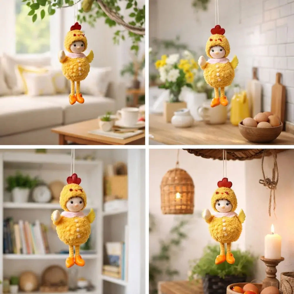 Cute Easter Chick Pendant Soft Animal Round-bellied Girl Pendant Funny Easter Eggs Hanging Ornaments Birthday Party
