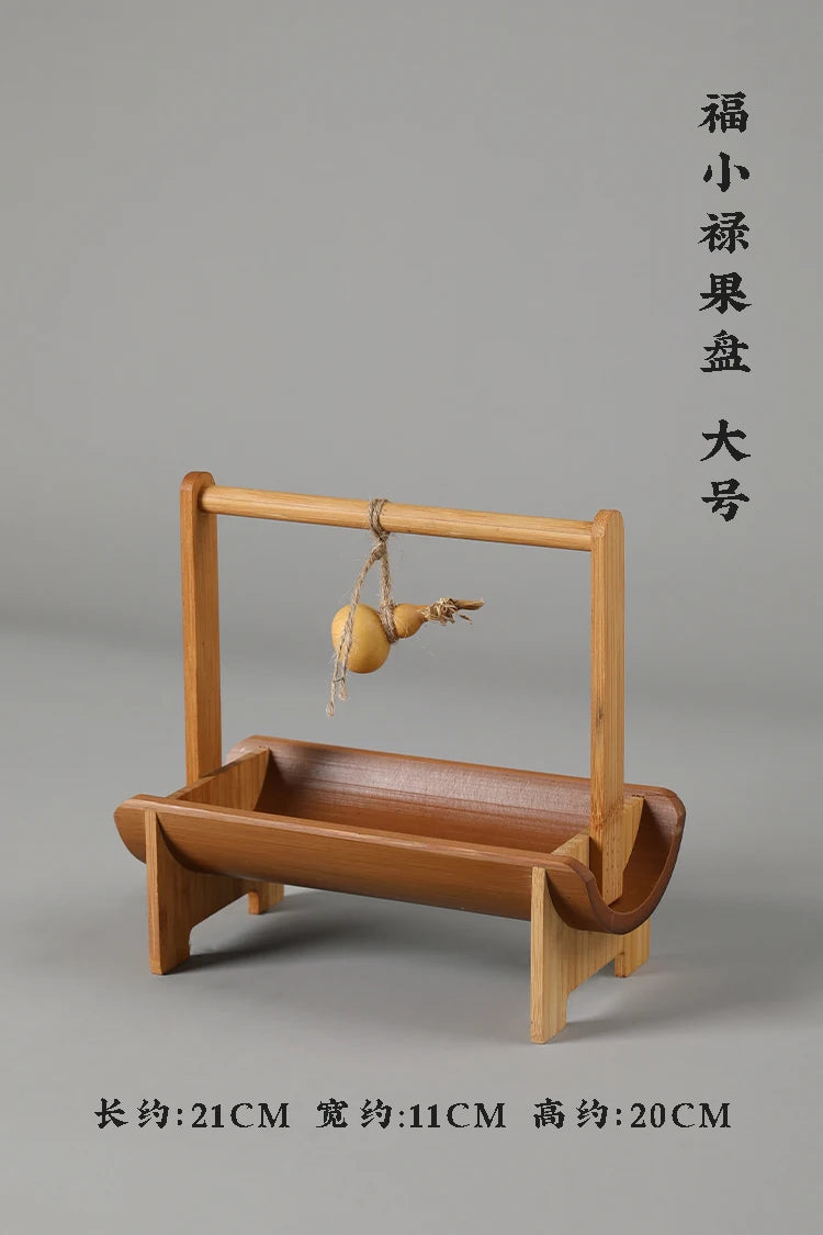 Vintage Bamboo Fruit Tray Chinese Style Tea Snack Basket Elegant Nut Dish Compact Dessert Storage Basket
