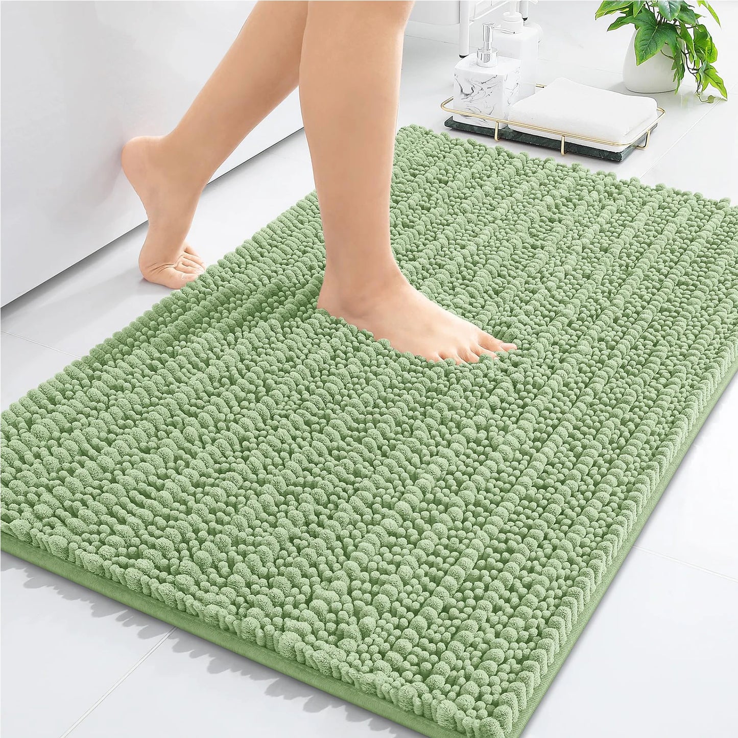 Homaxy New Chenille One Thick And Three Fine Floor Mat Indoor Non Slip Doormat Dirt Trap Absorbs Water Comfortable Bathroom Mats