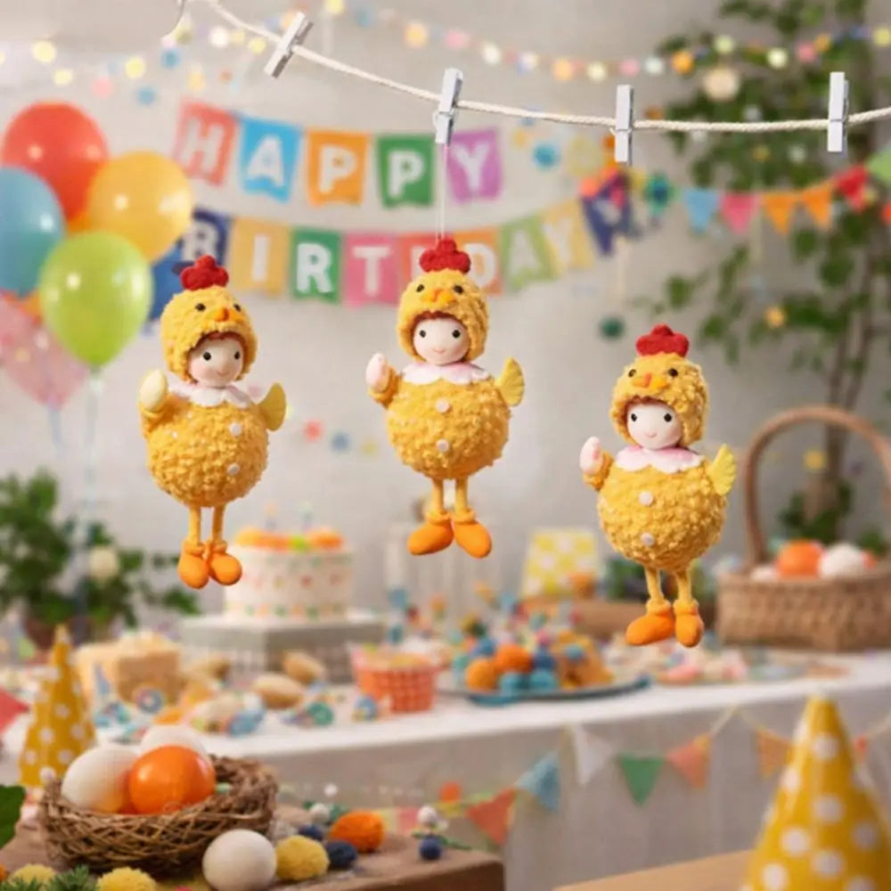 Cute Easter Chick Pendant Soft Animal Round-bellied Girl Pendant Funny Easter Eggs Hanging Ornaments Birthday Party