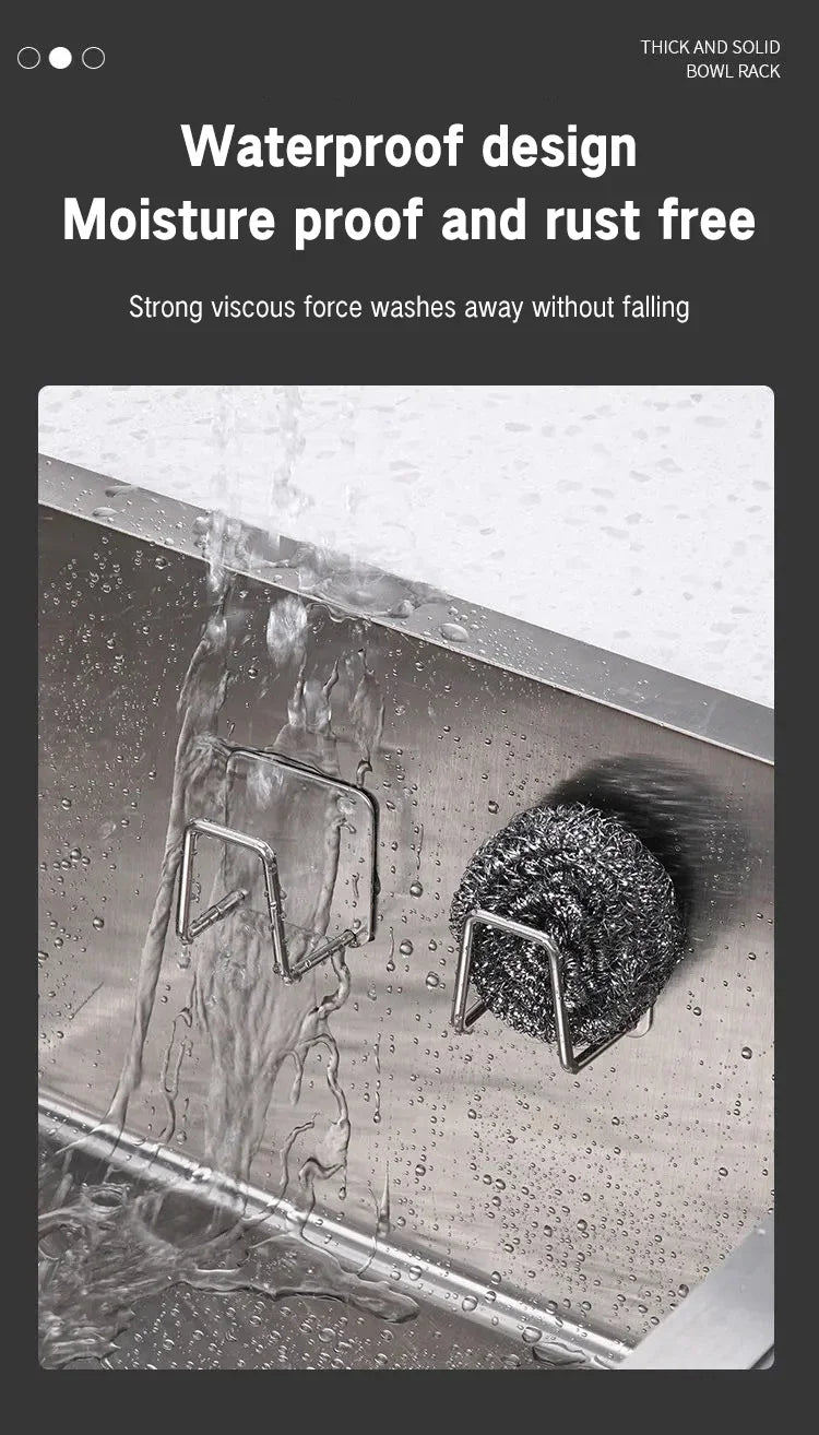 Kitchen Sponge Storage Rack Household Sink Wall Hanging Stainless Steel  Dish Cloth Sponge Drain Rack Debris Organizer