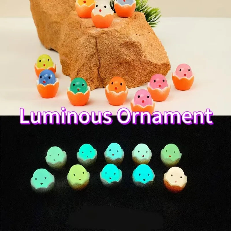 Easter Eggshell Chick Micro Landscape Decorations Glowing Easter Eggs Ornament Kids Novelty Toys Easter Decor DIY Gifts