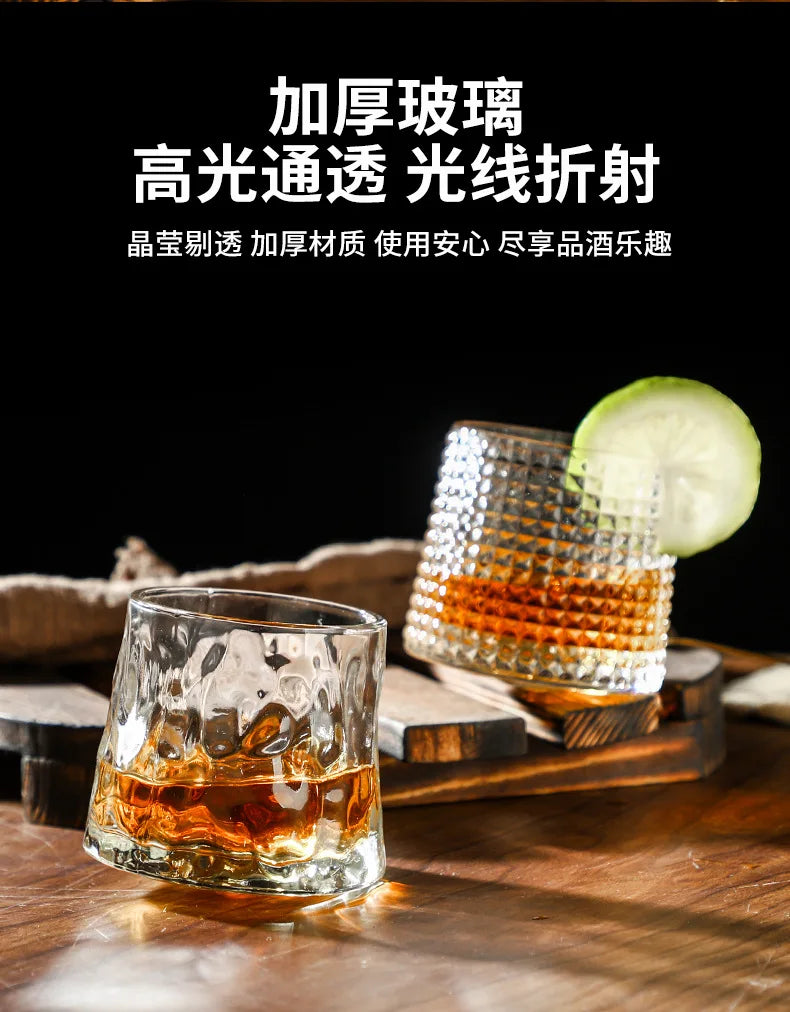 Classic WoodBase Rotatable Whiskey Glass