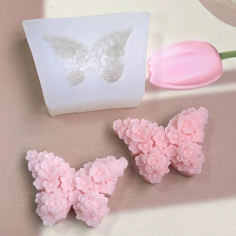 Rose Butterfly Chocolate Flip Sugar Baking Cake Decoration Silicone Butterfly Aromatherapy Gypsum Candle Silicone Mold