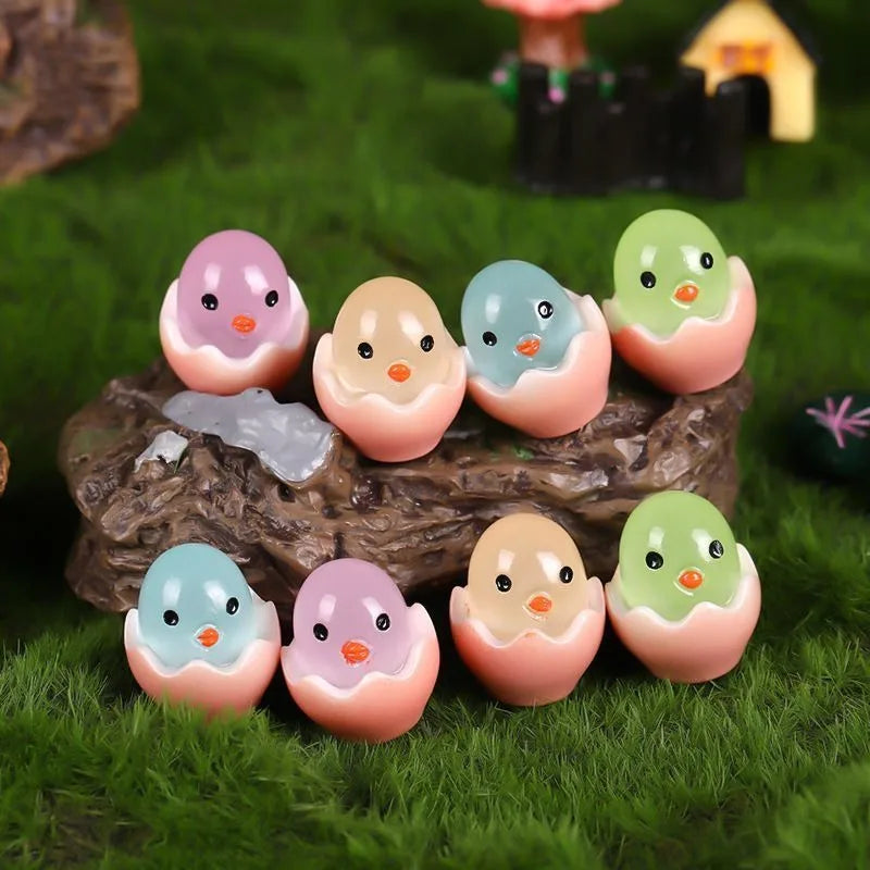 Easter Eggshell Chick Micro Landscape Decorations Glowing Easter Eggs Ornament Kids Novelty Toys Easter Decor DIY Gifts