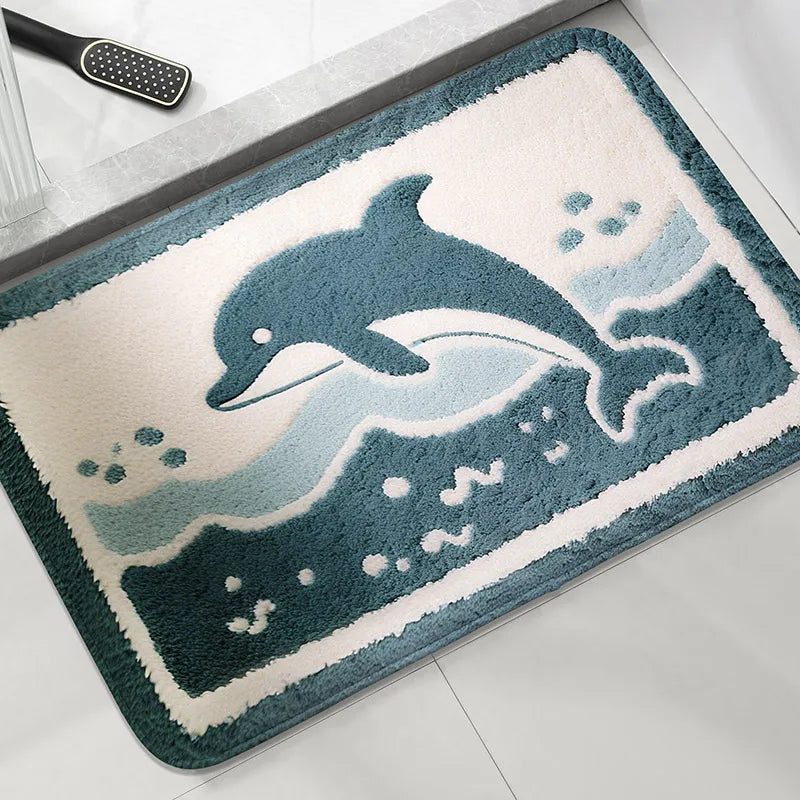 Beach and Seaside Shower Room Carpet Toilet Water Absorbing Foot Mat Decorative Mat Bathroom Door Mat Machine Washable