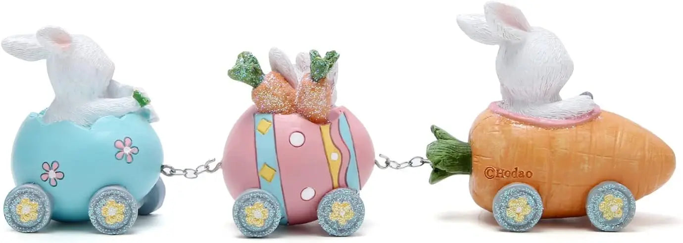 Easter Decorations Indoor Home Decor Easter Bunny Carrot Resurrection Egg Small Train Figurines Spring for Decor Gift