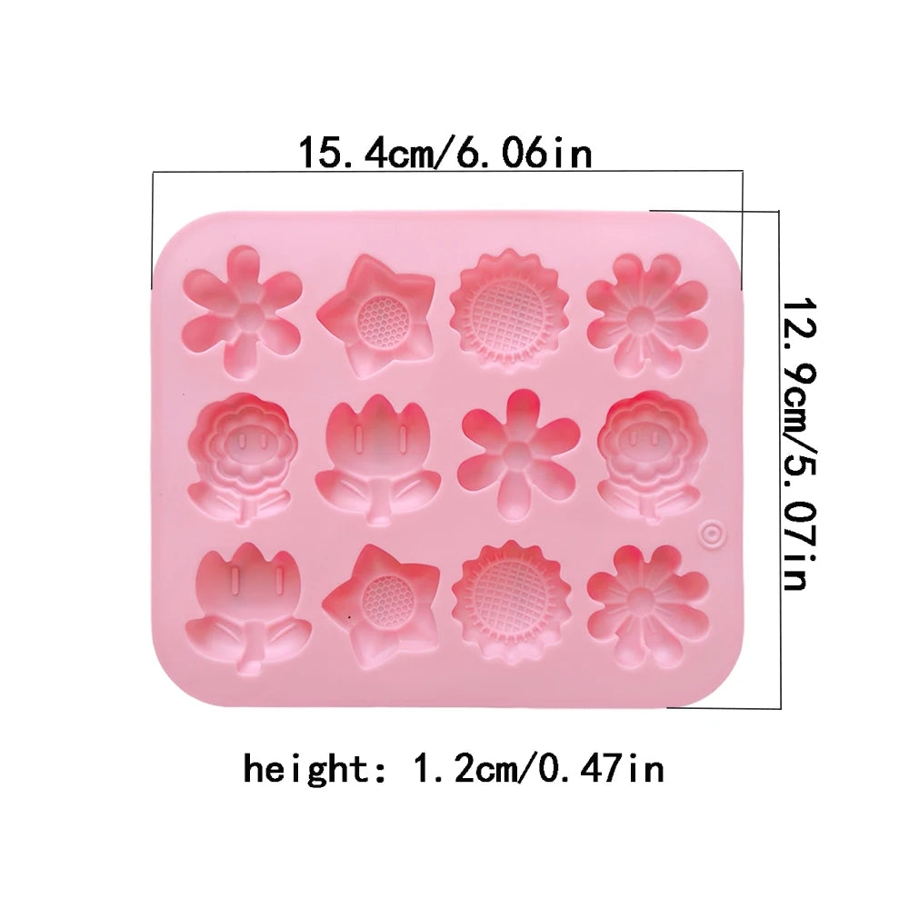 1pc Mini 12 cavity 6 small flower shaped candy chocolate cookies silicone mold kitchen handmade baking tool
