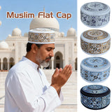 55-60 Muslim Yarmulke Fashion Muslim Hat Men Flat-top Embroidered Islam Prayer Hat Busines Party Birthday Wedding Turban Cap
