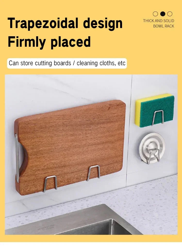 Kitchen Sponge Storage Rack Household Sink Wall Hanging Stainless Steel  Dish Cloth Sponge Drain Rack Debris Organizer