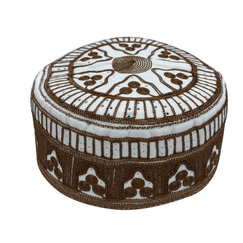 2023 New Muslim Prayer Hats Breathable Headware Kufi Hat Men Islam Skull Cap Ramadan Eid Gift Embroidery Man Hat