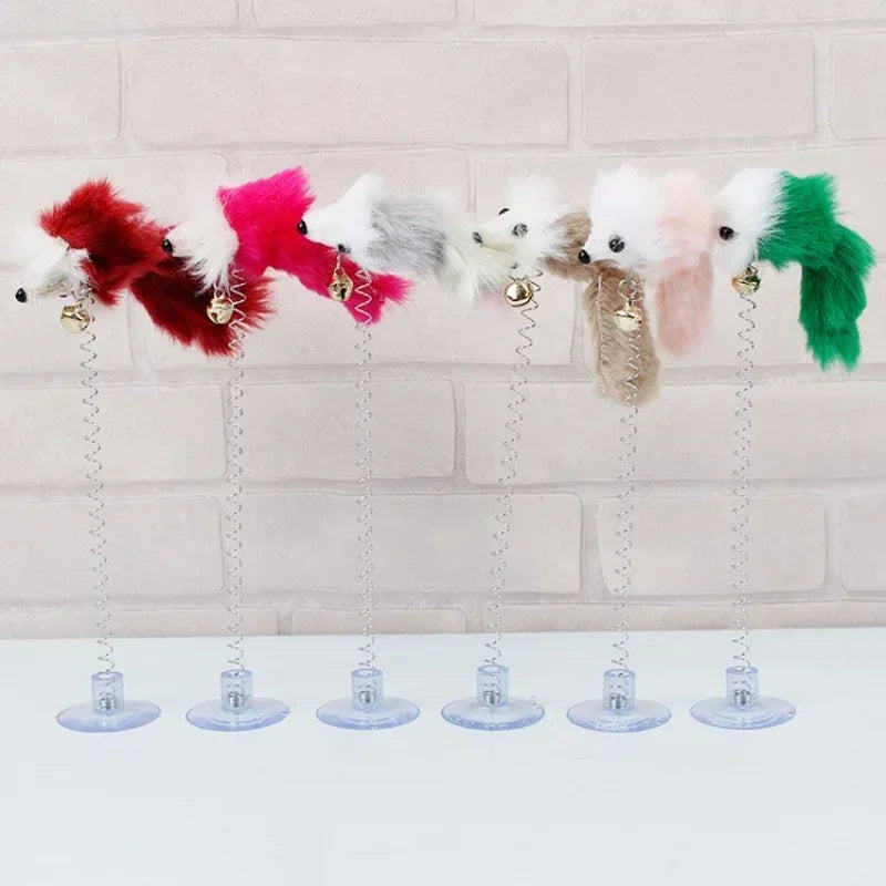 Cat Toy, Interactive Kitten Toy, Feather Rod with Mini Bell, Mouse Toy, Cartoon Pet Cat Catcher Teaser Stick