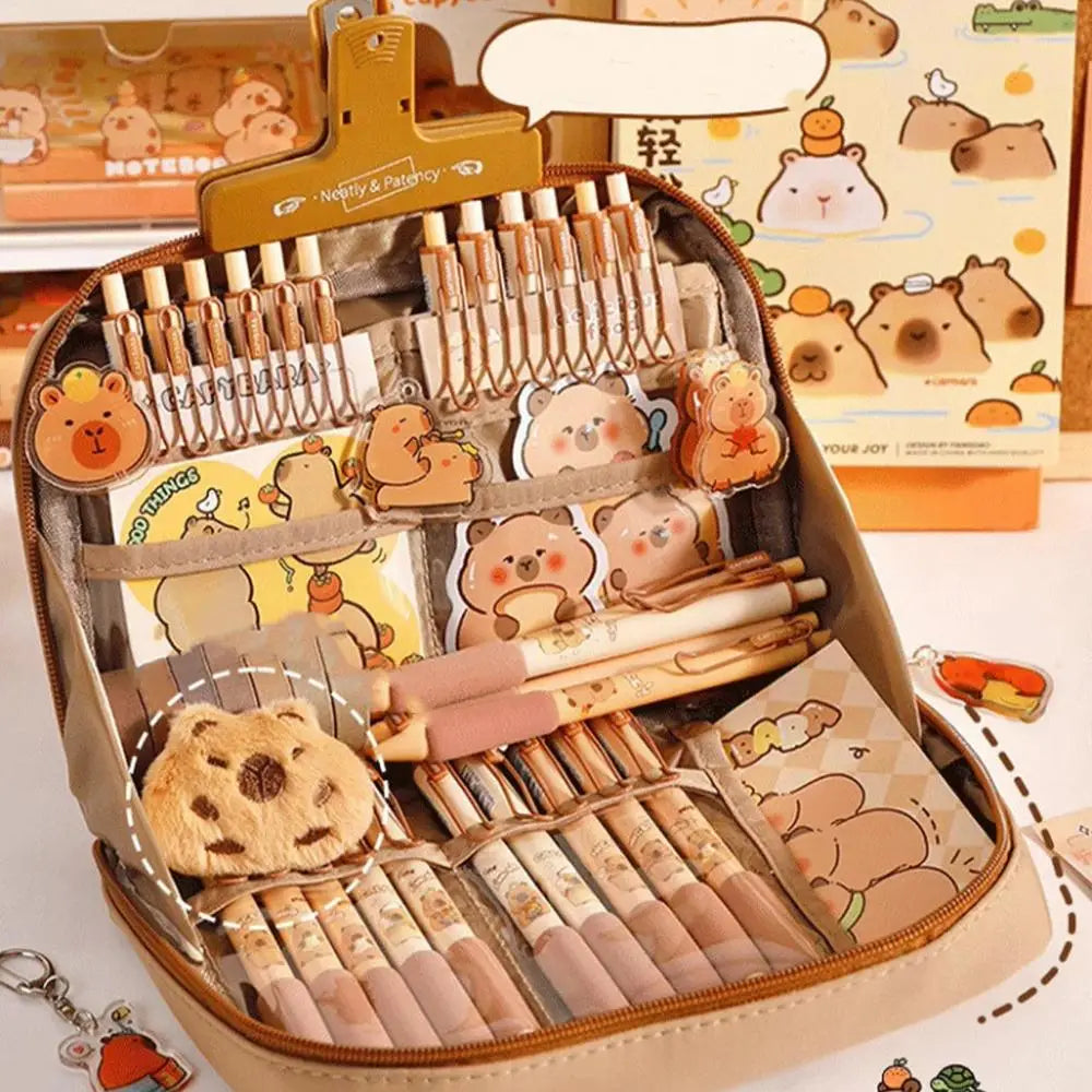 Capybara Stationery Set Abundant Cute Back-to-school Gift Kit Pencil Case Study Stationery for Students Large Capacity Gift Box