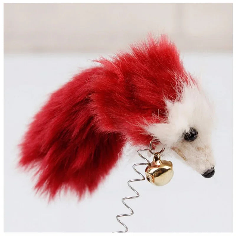 Cat Toy, Interactive Kitten Toy, Feather Rod with Mini Bell, Mouse Toy, Cartoon Pet Cat Catcher Teaser Stick