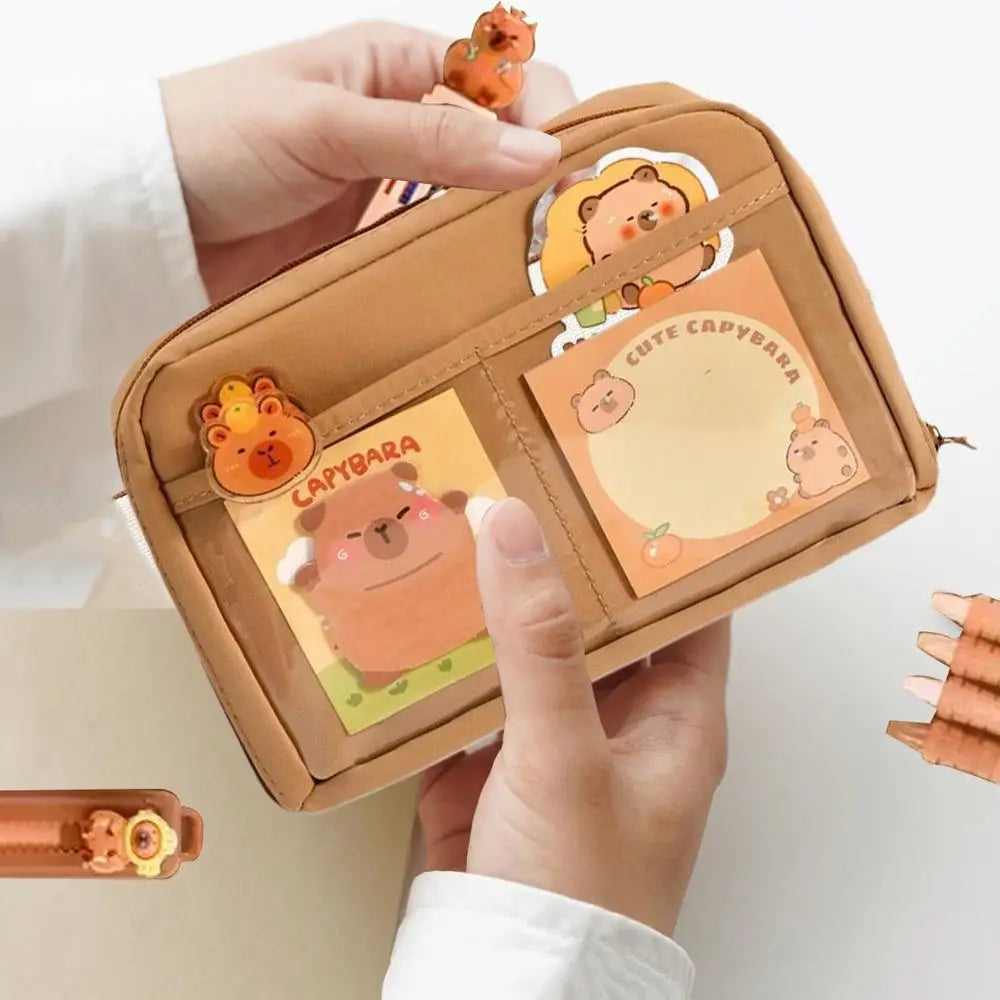 Capybara Stationery Set Abundant Cute Back-to-school Gift Kit Pencil Case Study Stationery for Students Large Capacity Gift Box