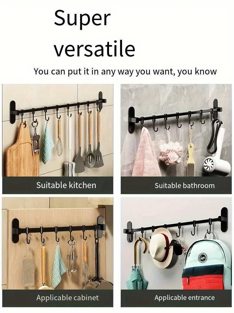 1 Piece Kitchen Facilities Storage Kitchen Pot Cover Knives And Other Kitchen Supplies Wall-Mounted Closet Rack With Hooks