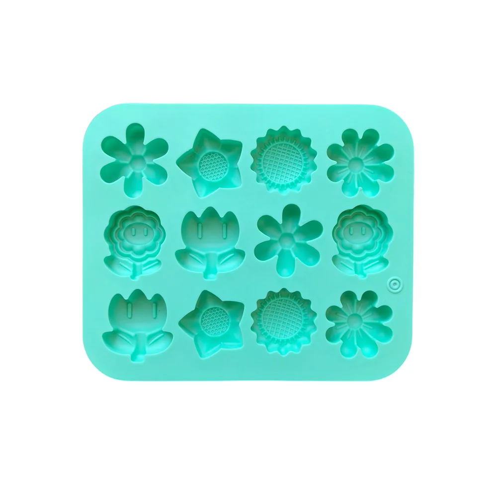 1pc Mini 12 cavity 6 small flower shaped candy chocolate cookies silicone mold kitchen handmade baking tool