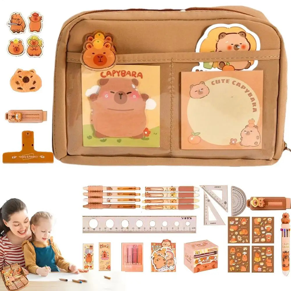Capybara Stationery Set Abundant Cute Back-to-school Gift Kit Pencil Case Study Stationery for Students Large Capacity Gift Box