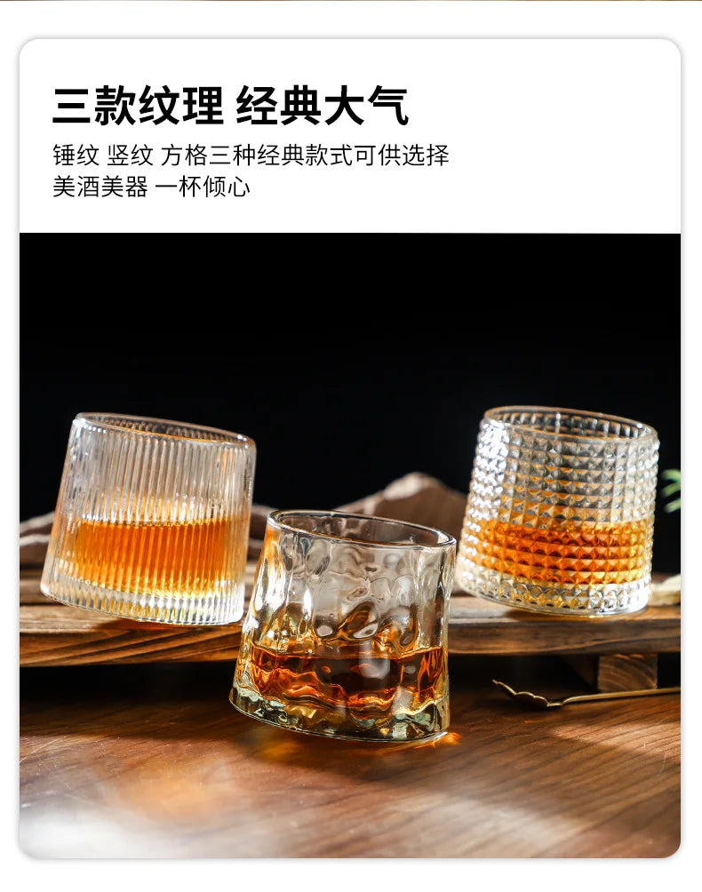 Classic WoodBase Rotatable Whiskey Glass
