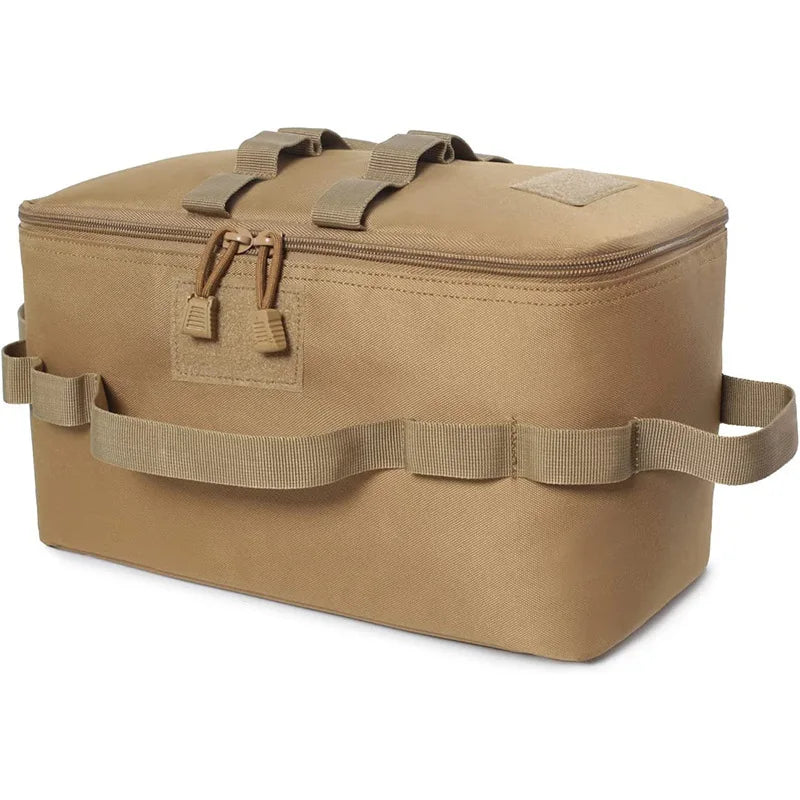 Large Capacity Outdoor Camping Storage Bag - Ground Nail Tool Bag with Picnic Cookware Utensils Kit Gas Canister Organizer