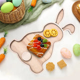 Easter Bunny Egg Wooden Tray Food Plate Fruit Serving Bread Display Wooden Spring Decor Kids Child Cake Decor Easter Supplies
