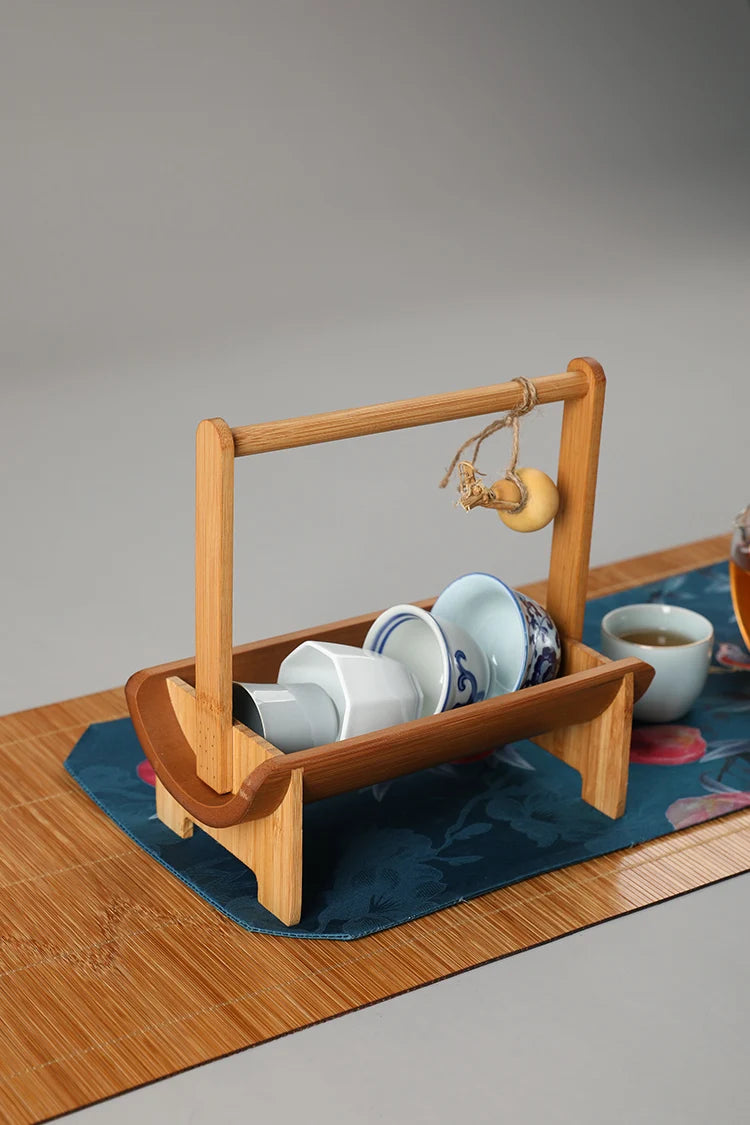 Vintage Bamboo Fruit Tray Chinese Style Tea Snack Basket Elegant Nut Dish Compact Dessert Storage Basket