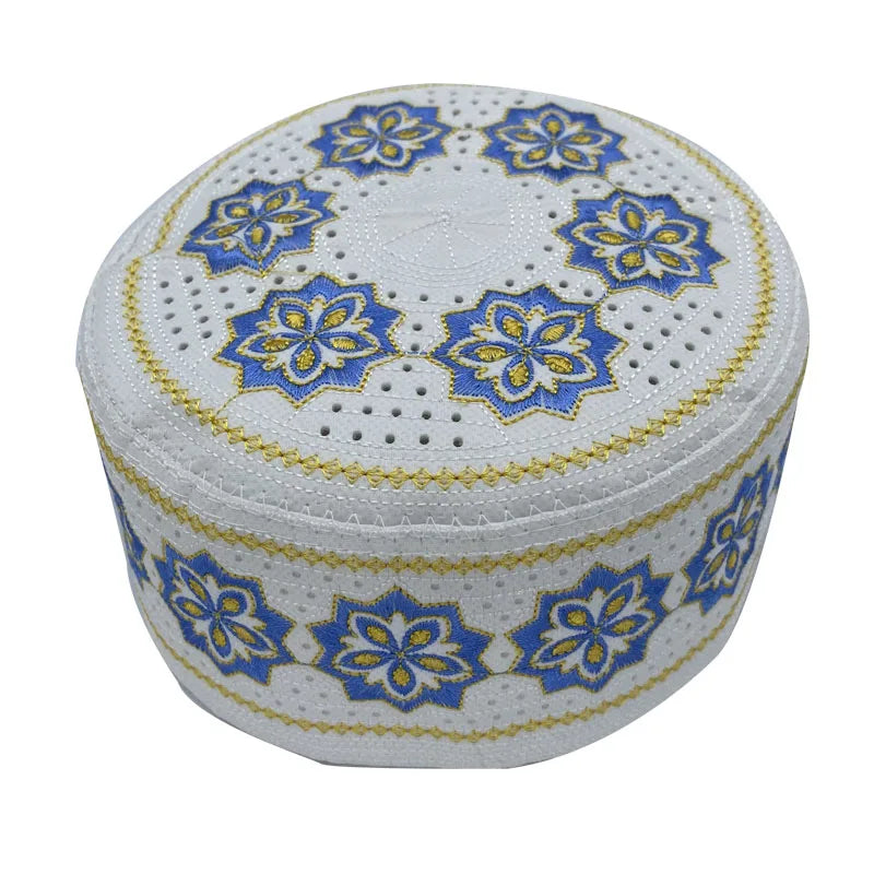 2023 New Muslim Prayer Hats Breathable Headware Kufi Hat Men Islam Skull Cap Ramadan Eid Gift Embroidery Man Hat