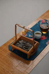 Vintage Bamboo Fruit Tray Chinese Style Tea Snack Basket Elegant Nut Dish Compact Dessert Storage Basket