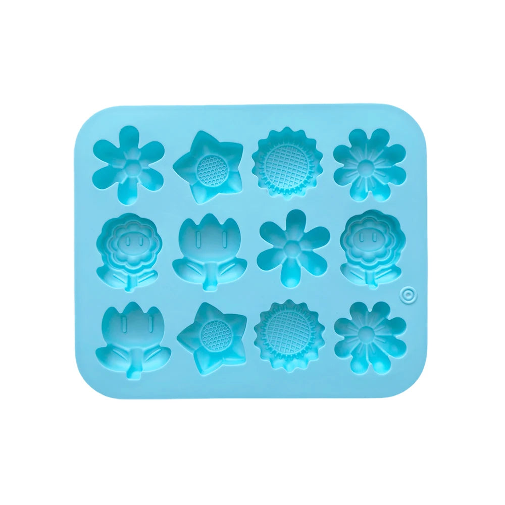 1pc Mini 12 cavity 6 small flower shaped candy chocolate cookies silicone mold kitchen handmade baking tool