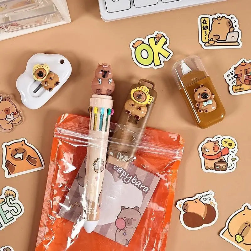 Cartoon Capybara Pattern Stationery Set Student Learning Stationery Set Cute Cartoon School Supplies Creative Gift