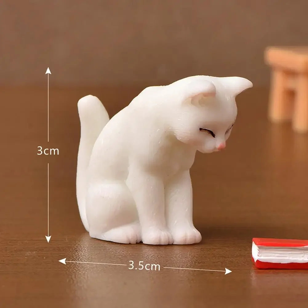 Real-looking  Great Cute Cat Figurines Display Toy Plastic Cat Ornament Multi-purpose   Kitten Accessories