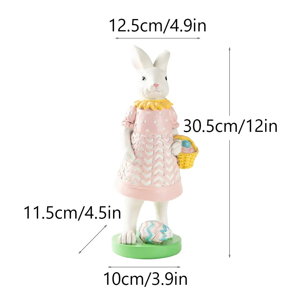 New Easter Rabbit Figurine Easter Egg Decoration Ornament Home Outdoor Garden Garden Gardening Resin Crafts