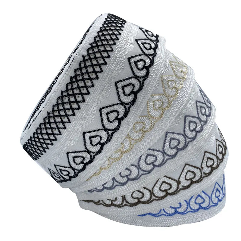 2023 New Muslim Prayer Hats Breathable Headware Kufi Hat Men Islam Skull Cap Ramadan Eid Gift Embroidery Man Hat