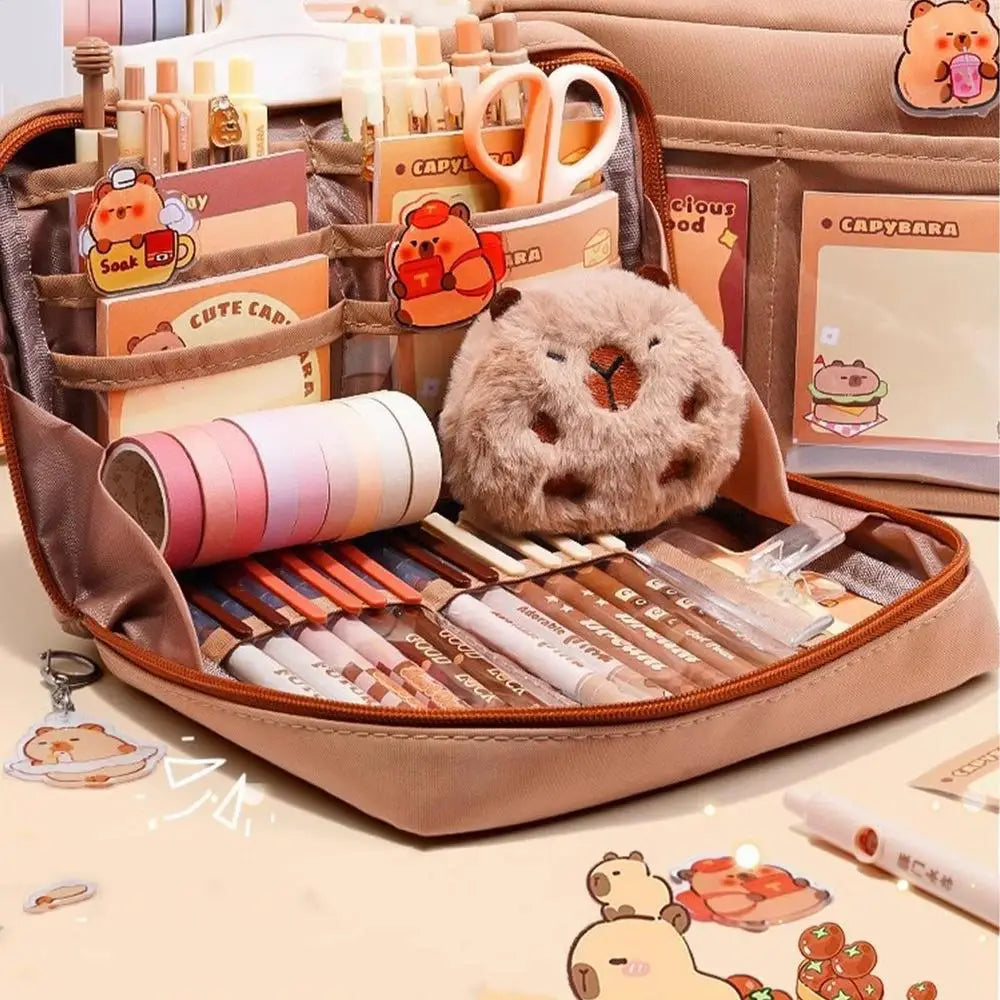 Capybara Stationery Set Abundant Cute Back-to-school Gift Kit Pencil Case Study Stationery for Students Large Capacity Gift Box