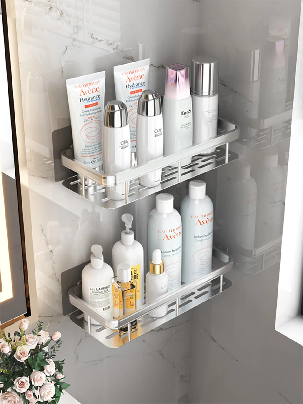 Wall Hanging Corner Rectangular Rack Bathroom Shelf Towel Rack Shelves Wall Shower  Shampoo Rack No Drill Shelf Tripod