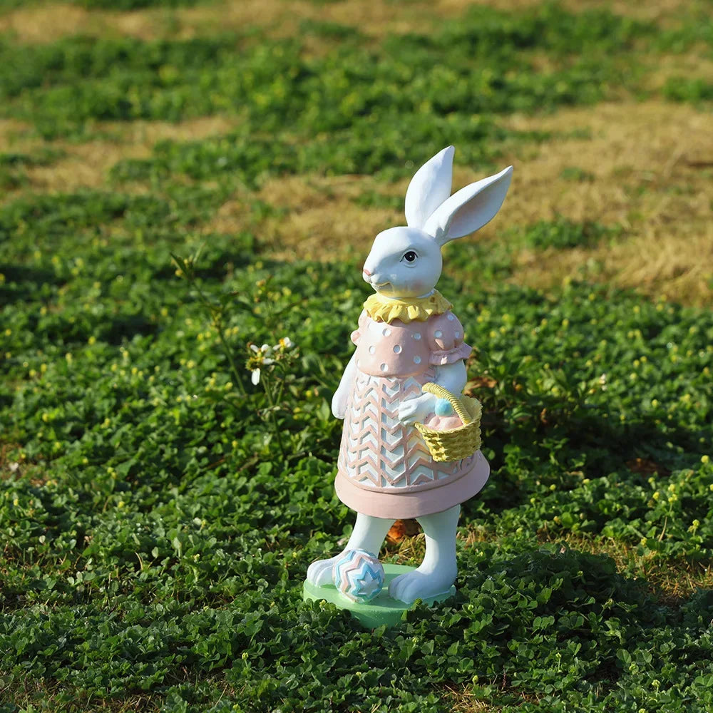 New Easter Rabbit Figurine Easter Egg Decoration Ornament Home Outdoor Garden Garden Gardening Resin Crafts