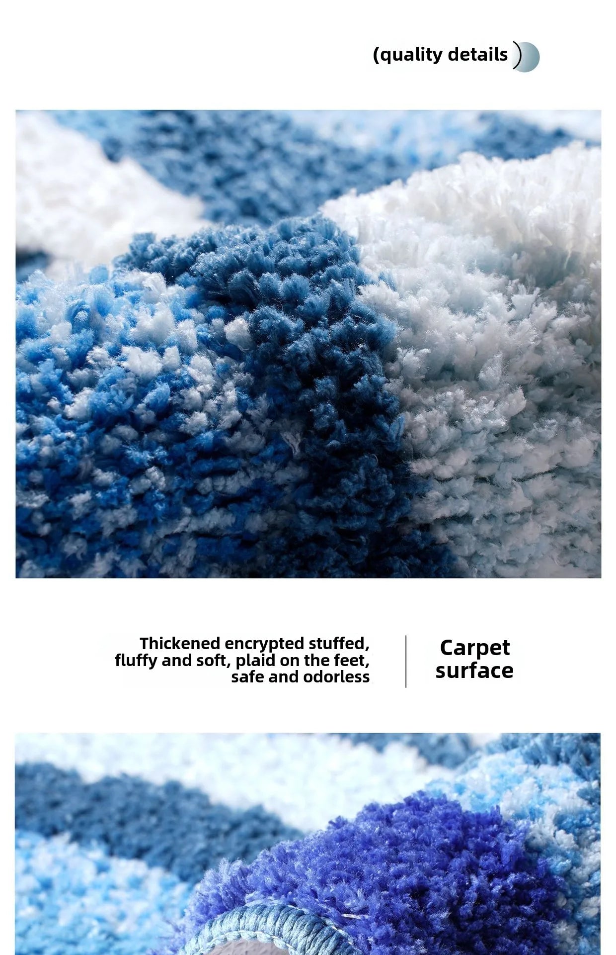 Sea Wave Plush Bath Mats Super Soft and Comfortable Water Absorbing Foot Mat Home Bedroom Decoration Bedside Rug Anti Slip