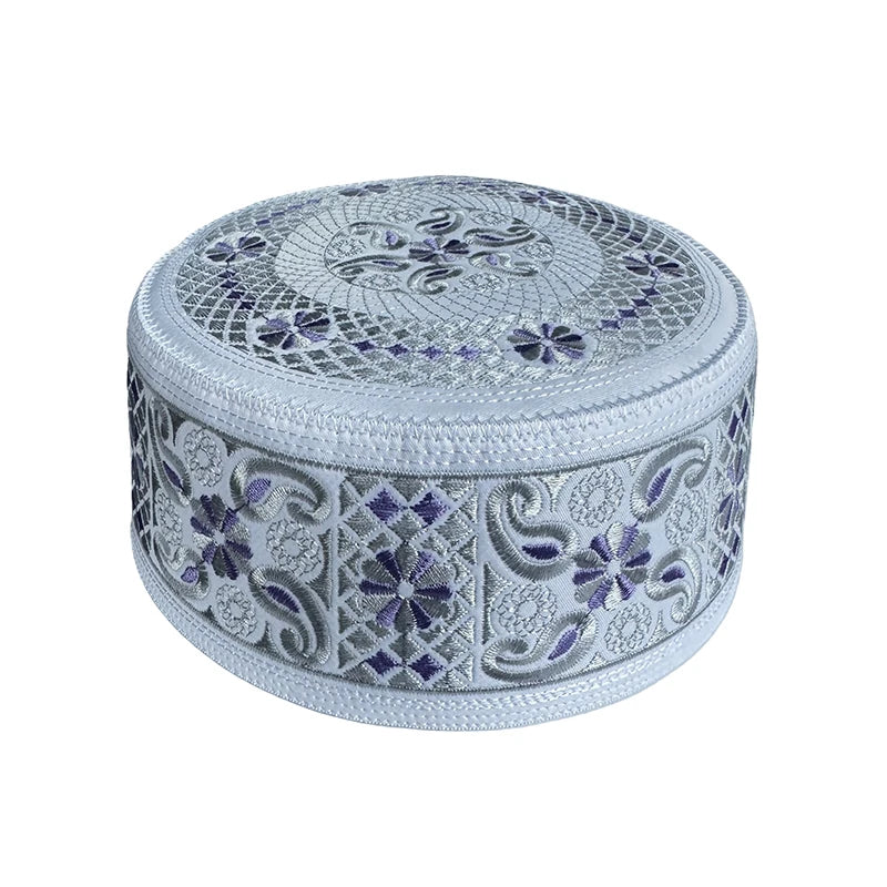 55-60 Muslim Yarmulke Fashion Muslim Hat Men Flat-top Embroidered Islam Prayer Hat Busines Party Birthday Wedding Turban Cap