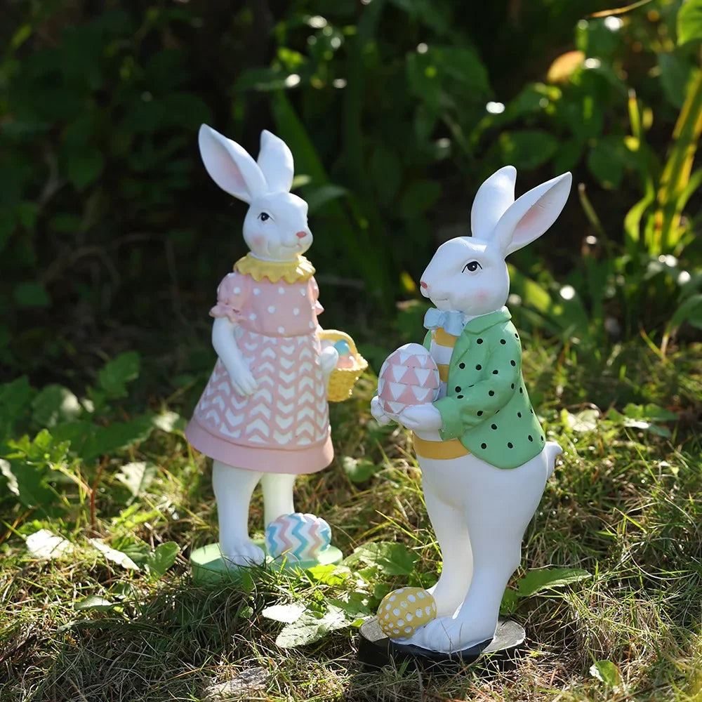 New Easter Rabbit Figurine Easter Egg Decoration Ornament Home Outdoor Garden Garden Gardening Resin Crafts