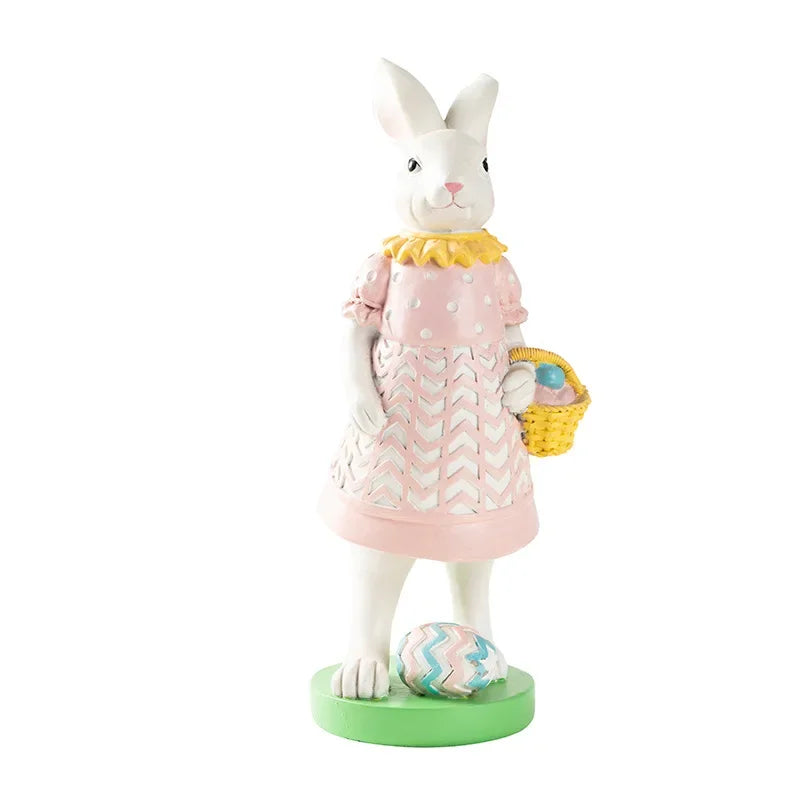 New Easter Rabbit Figurine Easter Egg Decoration Ornament Home Outdoor Garden Garden Gardening Resin Crafts