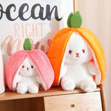 New Easter Bunny Reversible Carrot Strawberry Bunny Toy Pillow Bunny With Zipper Birthday Gift For Boys Girls Kids Doll Gift