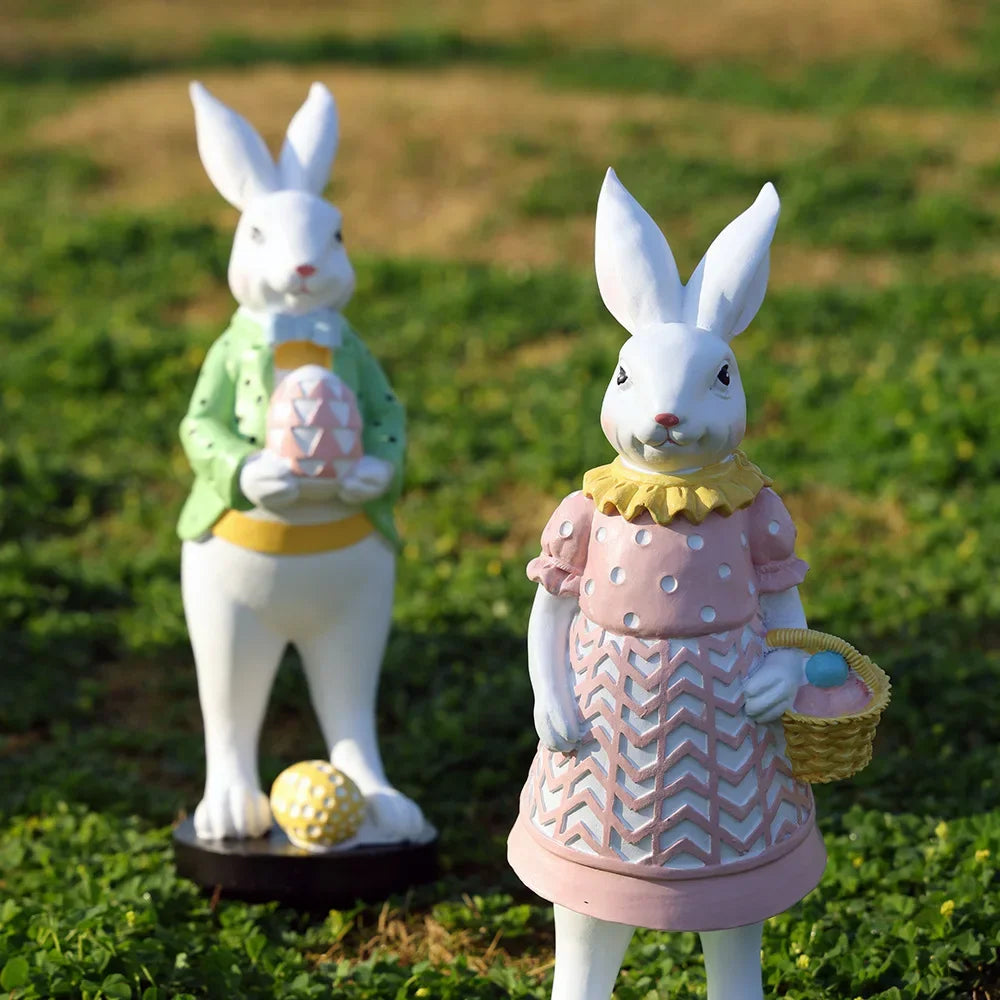 New Easter Rabbit Figurine Easter Egg Decoration Ornament Home Outdoor Garden Garden Gardening Resin Crafts