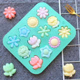 1pc Mini 12 cavity 6 small flower shaped candy chocolate cookies silicone mold kitchen handmade baking tool