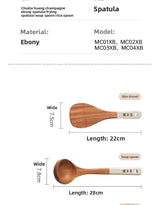 COOKER KING Ebony Wood Cooking Utensils Heat Resistant Non-Stick Pan Safe Spatula Stir Fry Rice Soup Spoon