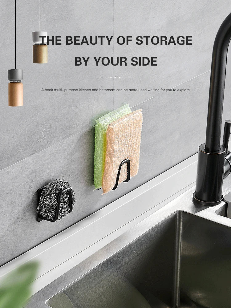Kitchen Sponge Storage Rack Household Sink Wall Hanging Stainless Steel  Dish Cloth Sponge Drain Rack Debris Organizer