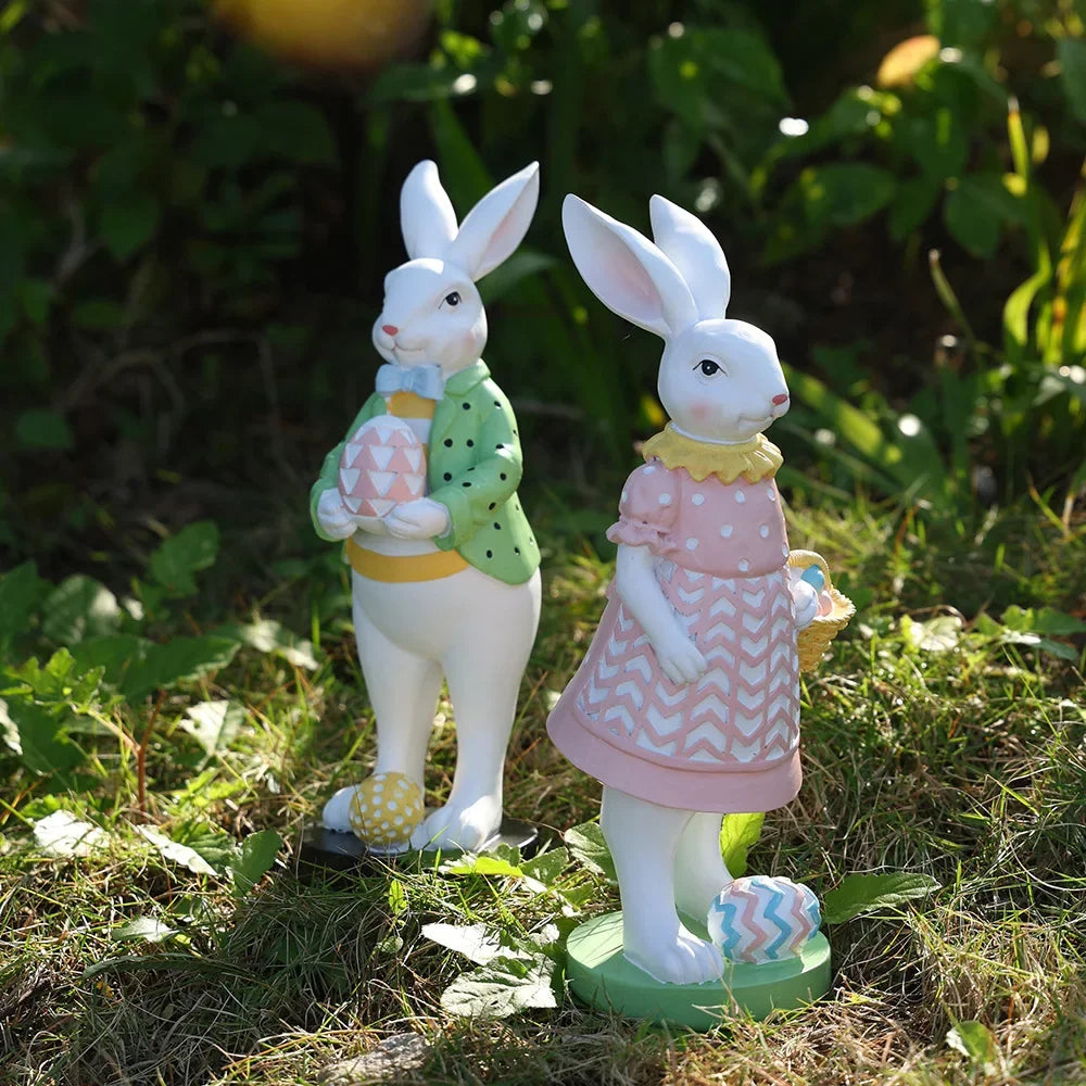 New Easter Rabbit Figurine Easter Egg Decoration Ornament Home Outdoor Garden Garden Gardening Resin Crafts