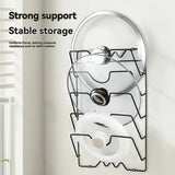 Multi Functional Wall Mounted Pot Lid Rack For Household Kitchen, Perforated With Five Layers