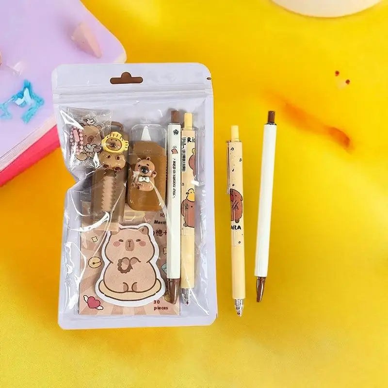 Cartoon Capybara Pattern Stationery Set Student Learning Stationery Set Cute Cartoon School Supplies Creative Gift