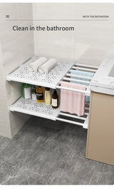 White Expandable Divider Punch-free Retractable Layers Board for Wardrobe Storage Kitchen and Bathroom Shelf Dormitory Dividers
